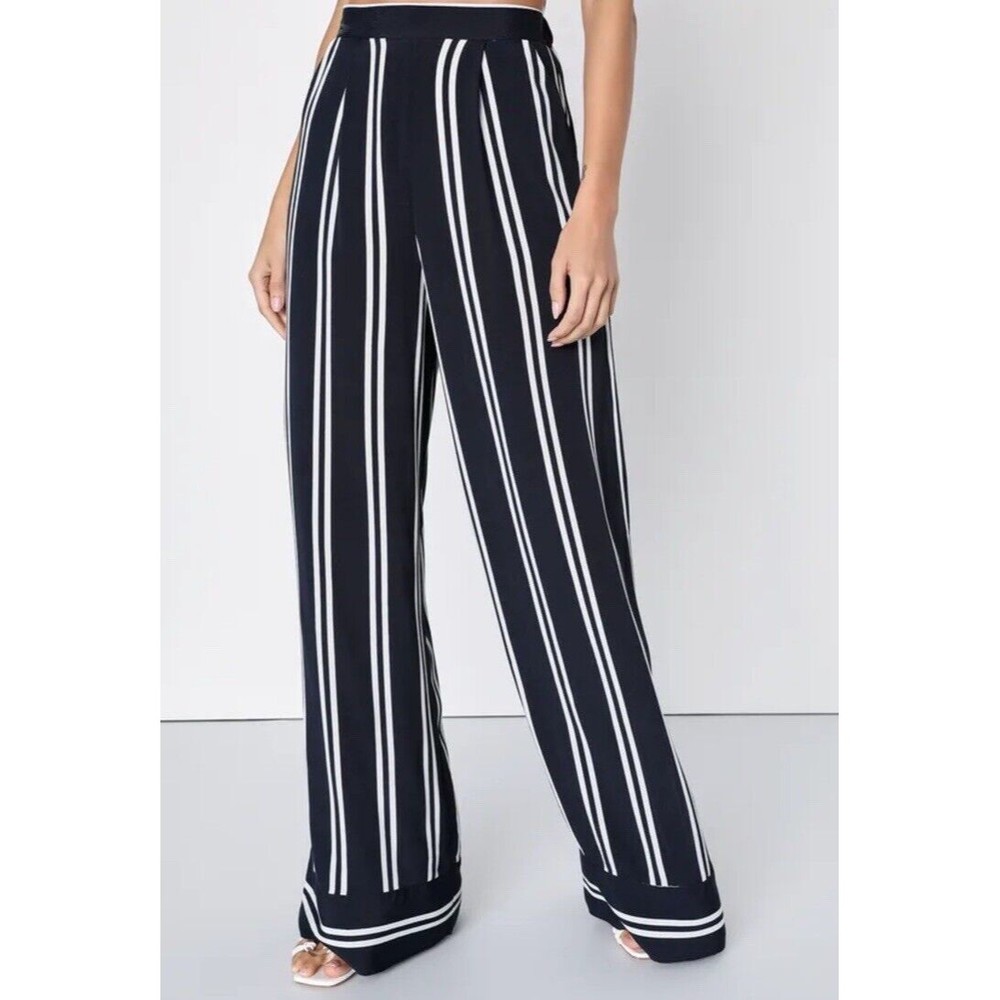 Lulus Women's Wide Leg Pants Blue White Striped Size Small